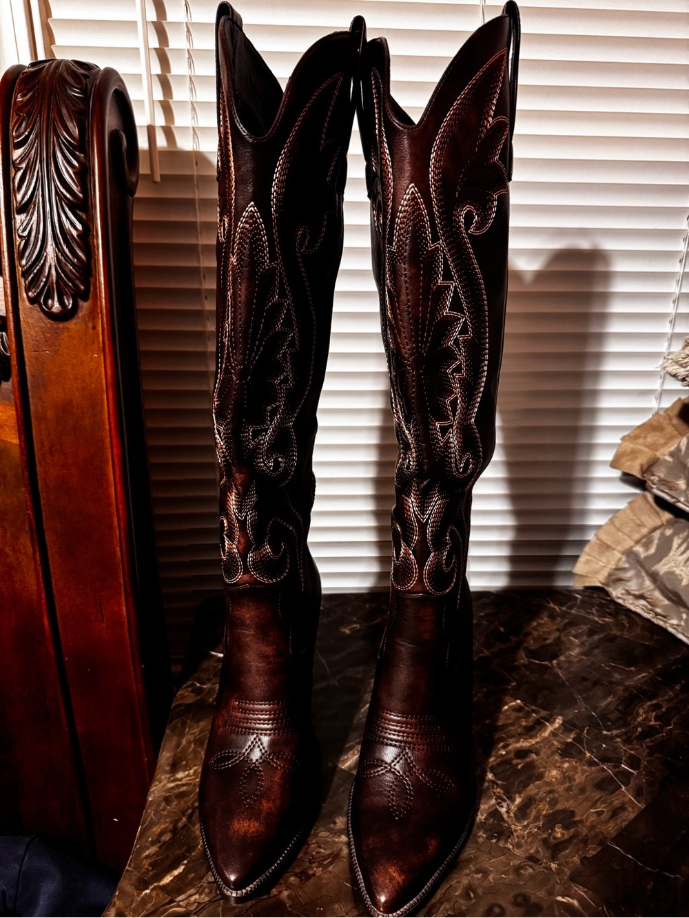 Women’s Tall Embroidered Western Boots - Brown